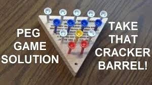 Test and often proves difficult to solve even by those who have solved it before. The Cracker Barrel Peg Game Solution You Too Can Be A Genius Youtube