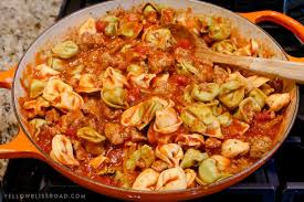 Cheesy One Pan Italian Sausage Tortellini Skillet Recipe Sausage Tortellini Tasty Pasta Sausage Recipes