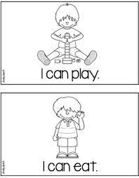 Basic action verbs for young learners. I Can Free Mini Verb Coloring Book By Simply Speech Tpt