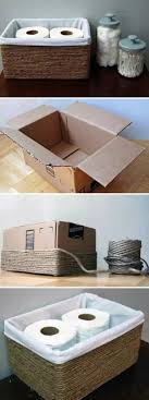 Upcycle Cardboard Box And Jute Rope Into Basket Cheap Diy Easy Home Decor Home Diy