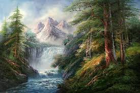 Most Beautiful Waterfalls Painting In Oils Photography Waterfall Paintings Waterfall Landscape Beautiful Landscapes