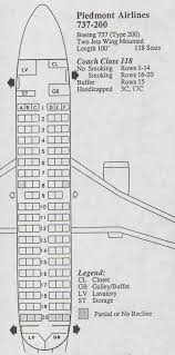 Vintage Airline Seat Map Piedmont Airlines Boeing 737 200