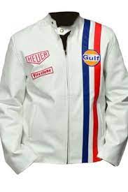 Le Mans Steve Mcqueen Leather Jacket White White Leather Jacket Leather Jacket Men Celebrities Leather Jacket