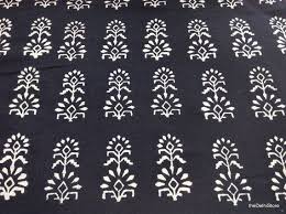 Black And White Floral Cotton Fabric Hand Stamped Floral Print Indian Soft Cotton By Thedelhistore Block Printing Fabric Floral Prints Black And White Fabric