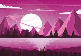 Vector Purple Fantasy Landscape Illustration Desktop Wallpaper Art Pixel Art Background Landscape Illustration