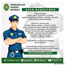 Check spelling or type a new query. Lowongan Kerja Security Pengadilan Agama Baubau
