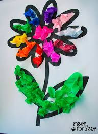 Tissue Paper Flower Art Activity Paper Flower Art Spring Crafts For Kids Spring Crafts