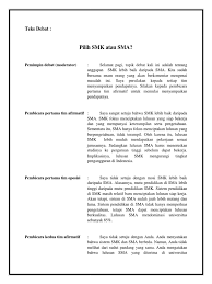 Biaya di sma relatif lebih murah bila dibandingkan dengan pendidikan di smk. Teks Debat