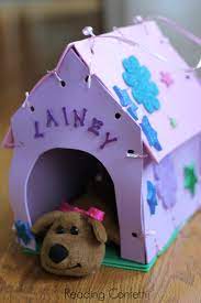 Make Your Own Stuffed Animal House And Carrier Reading Confetti Dogs And Kids Puppy Crafts Dog Crafts