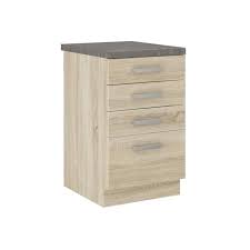 Cet article est livré monté, les pieds sont livrés en pièces détachées. Meuble Bas 4 Tiroirs Avec Plan De Travail Decor Chene Sonoma L 40 X P 51 6 X H 85 Cm Lassen Achat Vente Elements Bas Meuble Bas