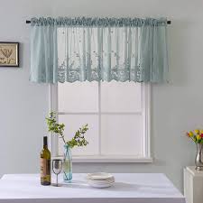 Discover window treatment valances on amazon.com at a great price. Teal Embroidery Valance Window Curtains For Kitchen Windows Lace Embroidered Sheer Valances Rod Pocket Voile Cafe Drapes Buy Online In Aruba At Aruba Desertcart Com Productid 106288505