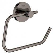 grohe essentials closetrolhouder met klep hard graphite geborsteld badkamer accessoires badkamer badkameraccessoires