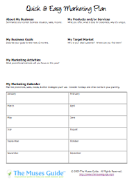 Quick Easy One Page Marketing Plan Marketing Plan Social Marketing Plan Business Marketing Plan