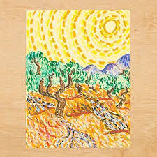 Art Lesson Van Gogh Olive Trees Roll A Dice Game And Art Van Gogh Olive Trees Van Gogh Art Lesson Tree Art