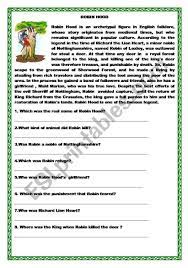 Robin Hood Reading And Wh Questions Match Reading Comprehension Worksheets Comprehension Worksheets Reading Comprehension