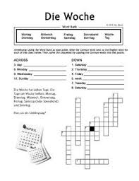 Die Woche German Days Of The Week Crossword Puzzle Worksheet German Language Learning Learn German Crossword