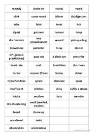 Illnesses and injuries health vocabulary. English Esl Injuries Worksheets Most Downloaded 11 Results