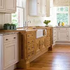 Natural Wood Cabinets Mixed With White Cabinets Kitchen Sink Decor Kitchen Backsplash Designs Home Kitchens