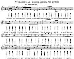 Http Www Irish Folk Songs Com You Raise Me Up Tin Whistle Notes Html Tin Whistle Flute Sheet Music Native American Flute Music