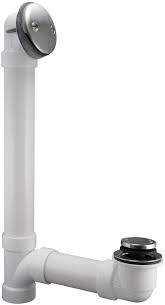 It does not come with a conversion bar kit to change the existing overflow plate cover from a two hole to a single hole. Amazon Com Keeney K630pvcdsbn Foot Lok Stop Bathtub Drain Kit 1 1 2 Inch Fits All Standard Size Tubs Brushed Nickel Home Improvement