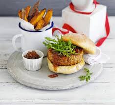 Homemade Burgers With Sweet Potato Wedges Recipe Homemade Burgers Bbc Good Food Recipes Sweet Potato Wedges
