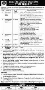 Karnal Sher Khan Cadet College Swabi Jobs 2026