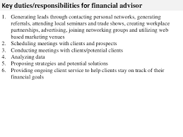 A certified financial planner board of standards inc. Financial Advisor Job Description