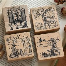 Create your own circle return address script name rubber stamp. Large Square Wooden Rubber Stamp Card Making Scrapbooking Etsy In 2021 Wooden Stamps Stamped Cards Wood Stamp