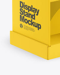 Retail shelves white supermarket retail rack vector. Display Stand Mockup In Indoor Advertising Mockups On Yellow Images Object Mockups