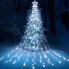 Amazon Com Toodour Christmas Lights 317 Led 10ft X 9 Outdoor Christmas Decorations Lights With 12 Topper Star 8 Lighting Modes Outside Christmas Tree Lights White Home Improvement