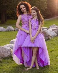 Entdecke wunderschöne kleider für mutter und tochter. Mutter Tochter Passendekleid Lila Kleid High Low Kleid Mama Etsy