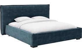 gestoffeerd bedframe mimosa blauw stof kopen goossens