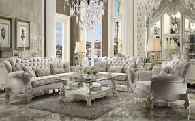 Versailles Bone White Sofa 52105 82103 Acme Corporation Fabric Sofas Traditional Living Room Sets Living Room Sofa Set Elegant Living Room Decor