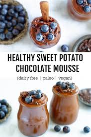 Healthy Sweet Potato Chocolate Mousse Dairy Free Paleo Vegan Savory Lotus Recipe Health Dessert Recipes Sweet Potato Chocolate Healthier Desserts Clean Eating