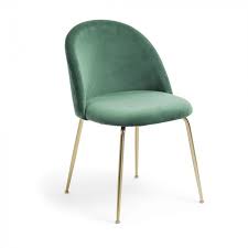 Chair Upholstered In Velvet Fabric Gold Metal Legs Dining Chairs Kave Home Chair
