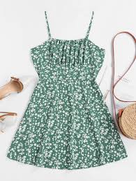 Tiny Floral Empire Waist Flare Dress Sea Turtle Green In 2020 Flare Dress Affordable Dresses Casual Summer Dresses