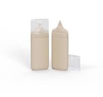 300ml Custom Oval Red Orange Cosmetic Packaging Empty Skincare Airless Body Lotion Pump Bottle With Cap