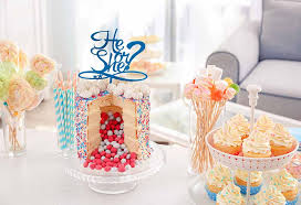 Organize the dining table with a giant cake and other delectable food! 15 Best Food Ideas For Gender Reveal Party
