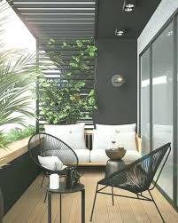 Balcony In Sober Tones I Loved The Idea Of Painting Going Up The Ceiling Au Balcony C Modern Houses Interior Home Interior Design Balcony Decor