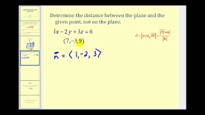 Determining The Distance Between A Plane And A Point Youtube