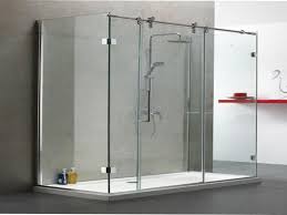 I Want Frameless Glass For The Shower In The Master Bathroom Frameless Sliding Shower Door Hardw Shower Sliding Glass Door Glass Shower Glass Shower Enclosures