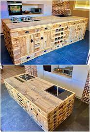 This Awesome Idea Of Wood Pallet Kitchen Island Project Has Been All Projected Out In The Giant Art Pallet Kitchen Island Pallet Table Diy Diy Pallet Furniture