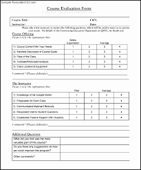 Course Evaluation Form Template Beautiful Training Class Evaluation Form Professor Template Course Evaluation Evaluation Form Business Card Template Word