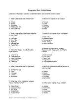 The united states of america is a huge country stretching from the pacific to atlantic oceans and in between you'll find everything from great rivers to. Geography Quiz United States Printable Grades 2 4 Teachervision