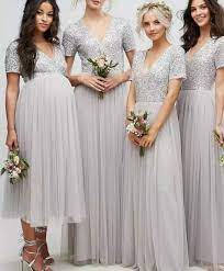 Sparkly Sequins Bridesmaid Dresses V Neck Short Sleeves Bridesmaid Dresses With Sleeves Short Bridesmaid Dresses Silver Bridesmaid Dresses