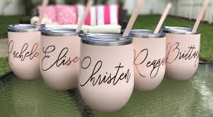 Matte Blush Wine Tumbler With Straw Personalized Tumbler Bridesmaid Gift  Bachelorette Party Gift Pink Tumbler Custom Cup Graduation Gift
