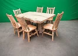Midwest Log Furniture Rustic Pine Log Dining Table W 6 Chairs Dining Table In Kitchen Dining Table Log Furniture