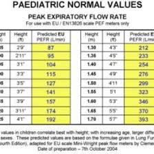 Peak Flow Meter Chart Child Peak Flow Chart Children Peak