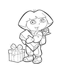 Dora with a chick in the hands. Printable Dora Coloring Pages Bestappsforkids Com