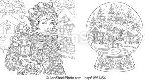 You can print or color them online at getdrawings.com for absolutely free. Coloring Pages With Winter Woman Magic Crystal Ball Colouring Pictures With Winter Woman And Magic Snow Ball Freehand Canstock